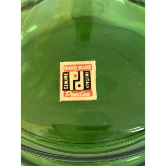 Vintage Peedee Green Glass Decanter Italy Hand Blown Glass MCM Original Stopper - Picture 2 of 11